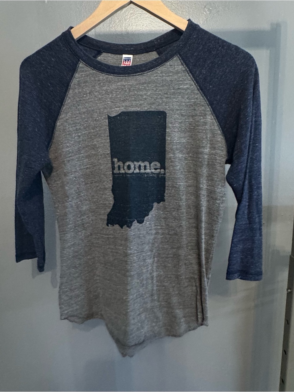 Royal Apparel Triblend Raglan Tee in Heather Gray & Navy